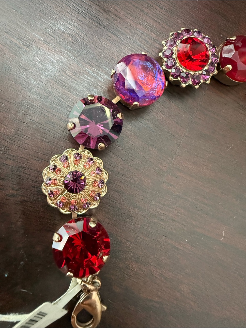 Mariana Red & Purple Rose Gold Extra Large Crystal Bracelet NWT - Picture 2 of 4